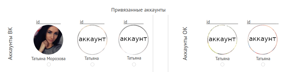 Привязанные аккаунты Привязанные аккаунты